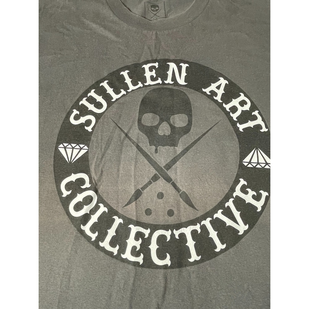 Sullen Art Collective Graphic T-Shirt Mens Large Gray Skull Tattoo Skate Tee
